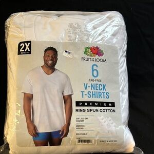 Fruit of the Loom White V-Neck T-Shirts for Men